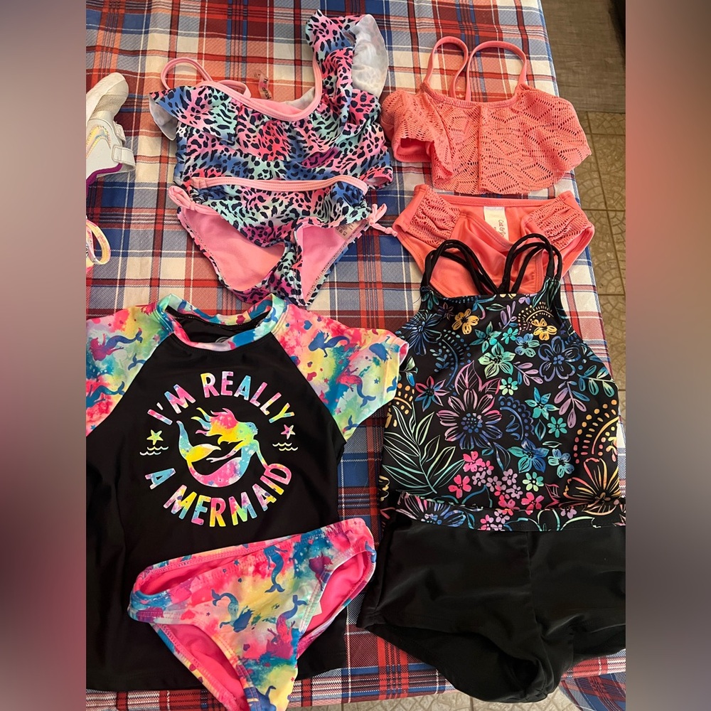 Lot of 4 Two Piece Swim Suits Wonder Nation, Cat&Jack, Kenzie